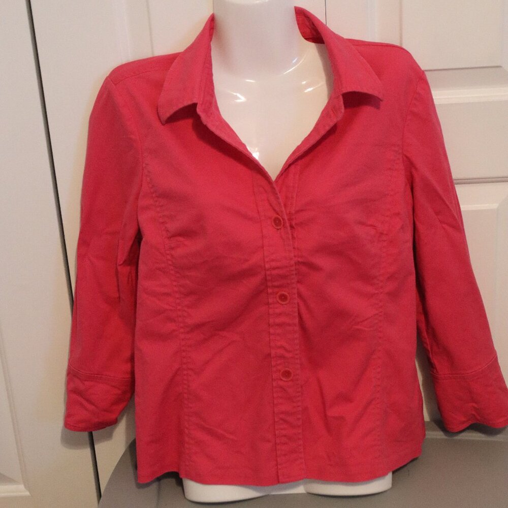 Rafaella 3 Button lightweight blazer 3/4 sleeve pink size 14 Cotton Blend